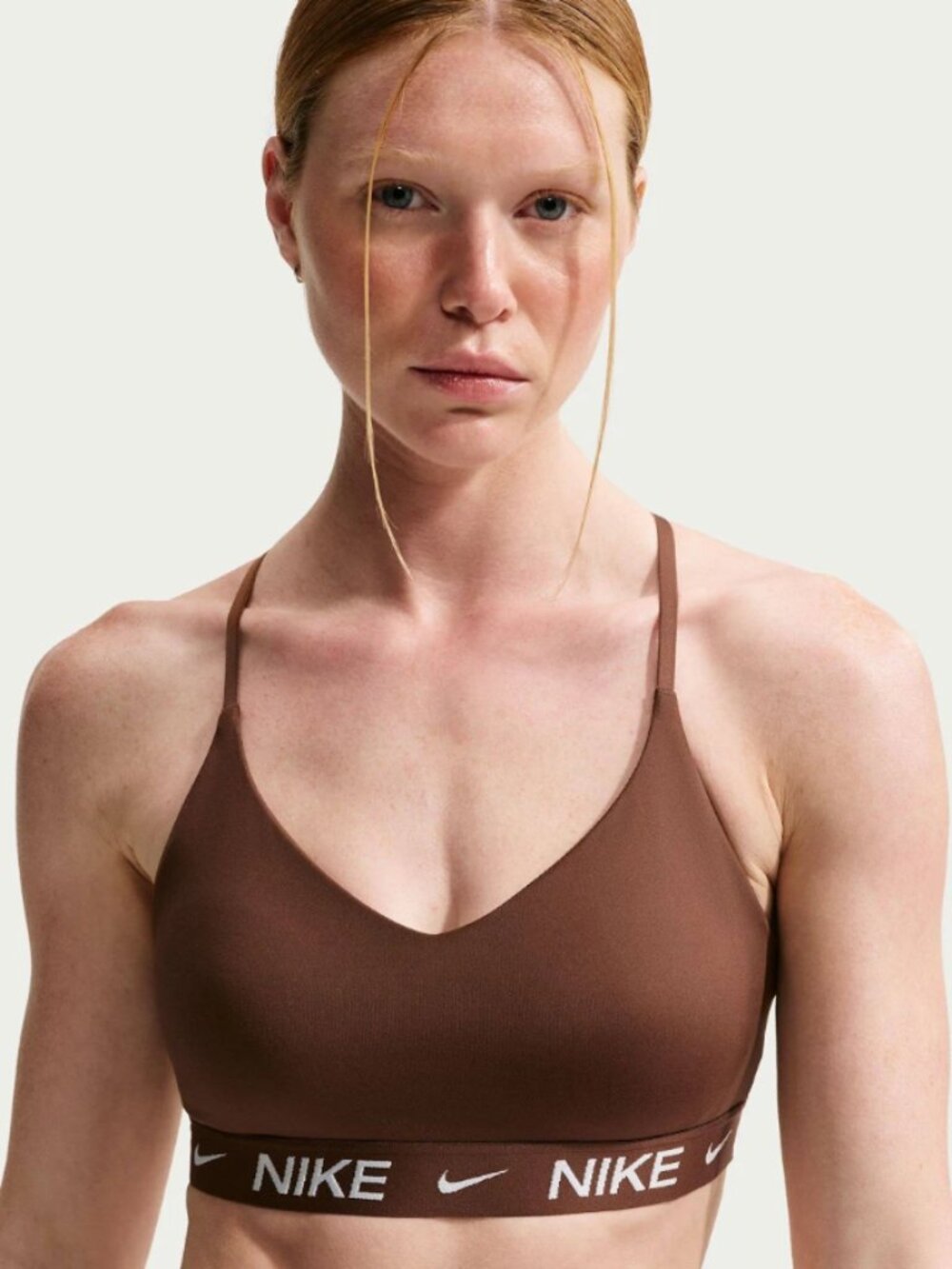 Nike Women's Indy Light Support Padded Adjustable Sports Bra Brown Small